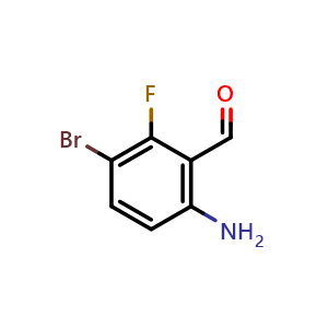 Chemical structure of 6-amino-3-bromo-2-fluorobenzaldehyde , CAS 1036756-05-4, AChemBlock Y231328