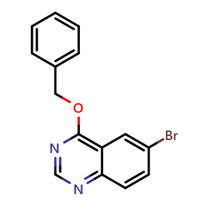 Chemical structure of 6-Bromo-4-(benzyloxy)-quinazoline , CAS 1371409-82-3, AChemBlock Y231332