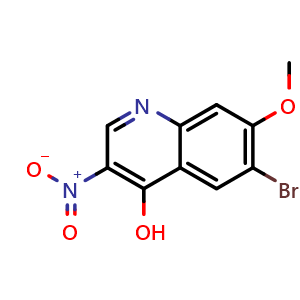 Chemical structure of 6-bromo-7-methoxy-3-nitroquinolin-4-ol , CAS 1370616-07-1, AChemBlock Y231337