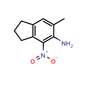 Chemical structure of 6-methyl-4-nitro-2,3-dihydro-1H-inden-5-amine , CAS 2380270-10-8, AChemBlock Y231347