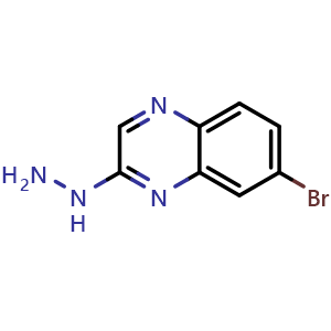 Chemical structure of 7-bromo-2-hydrazinylquinoxaline , CAS 145369-92-2, AChemBlock Y231354