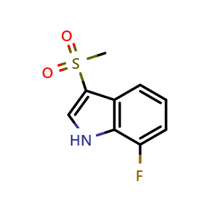 Chemical structure of 7-fluoro-3-(methylsulfonyl)-1H-indole , CAS 2326068-15-7, AChemBlock Y231365