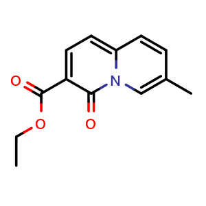 Chemical structure of 7-methyl-3-ethoxycarbonyl-4H-quinolizin-4-one , CAS 101192-39-6, AChemBlock Y231372