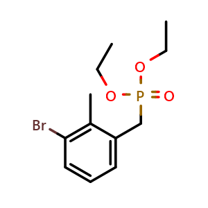 Chemical structure of Diethyl (3-bromo-2-methylbenzyl)phosphonate , CAS 2771315-14-9, AChemBlock Y231391