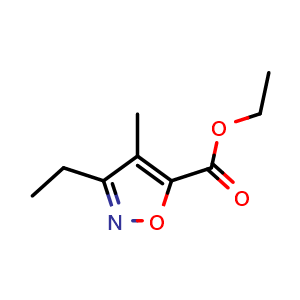 Chemical structure of ethyl 3-ethyl-4-methylisoxazole-5-carboxylate , CAS 1160692-85-2, AChemBlock Y231402