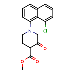 Chemical structure of methyl 1-(8-chloronaphthalen-1-yl)-3-oxopiperidine-4-carboxylate , CAS 2898538-56-0, AChemBlock Y231419