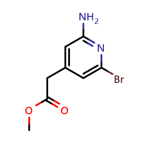 Chemical structure of methyl 2-(2-amino-6-bromopyridin-4-yl)acetate , CAS 89980-80-3, AChemBlock Y231423