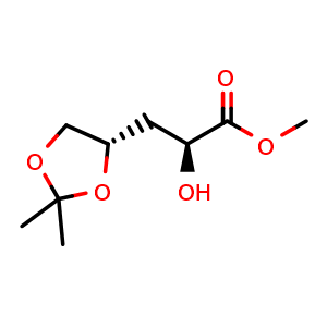 Chemical structure of methyl 3-deoxy-4,5-O-(1-methylethylidene)-D-threo-pentonate , CAS 134455-79-1, AChemBlock Y231433