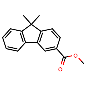 Chemical structure of methyl 9,9-dimethyl-9H-fluorene-3-carboxylate , CAS 2396820-76-9, AChemBlock Y231446