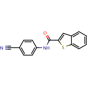 Chemical structure of N-(4-cyanophenyl)benzo[b]thiophene-2-carboxamide , CAS 1291807-80-1, AChemBlock Y231471