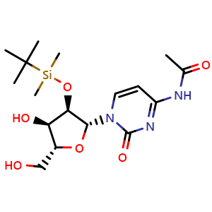 Chemical structure of N-Acetyl-2'-O-[(1,1-dimethylethyl)dimethylsilyl]cytidine , CAS 401812-97-3, AChemBlock Y231481