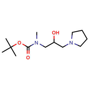 Chemical structure of tert-butyl (2-hydroxy-3-(pyrrolidin-1-yl)propyl)(methyl)carbamate , CAS 1327336-52-6, AChemBlock Y231516