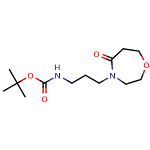 Chemical structure of tert-butyl (3-(5-oxo-1,4-oxazepan-4-yl)propyl)carbamate , CAS 2542345-19-5, AChemBlock Y231520