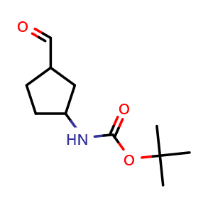 Chemical structure of tert-butyl (3-formylcyclopentyl)carbamate , CAS 1642817-38-6, AChemBlock Y231525
