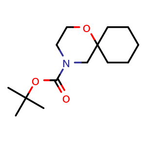Chemical structure of tert-Butyl 1-oxa-4-azaspiro[5.5]undecane-4-carboxylate , CAS 271245-38-6, AChemBlock Y231533
