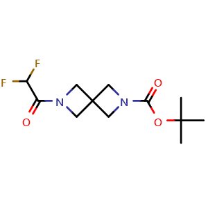 Chemical structure of tert-butyl 6-(2,2-difluoroacetyl)-2,6-diazaspiro[3.3]heptane-2-carboxylate , CAS 2805277-60-3, AChemBlock Y231541
