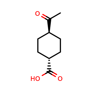 Chemical structure of trans-4-Acetylcyclohexanecarboxylic acid , CAS 500688-80-2, AChemBlock Y231548