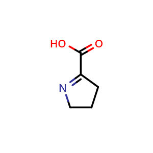 Chemical structure of 1-Pyrroline-2-carboxylic acid , CAS 2139-03-9, AChemBlock Y231557