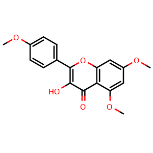 Chemical structure of 3-hydroxy-5,7-dimethoxy-2-(4-methoxyphenyl)-4H-chromen-4-one , CAS 1098-92-6, AChemBlock Y231582