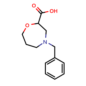 Chemical structure of 4-Benzyl-2-homomorpholinecarboxylic acid , CAS 1141669-59-1, AChemBlock Y231586