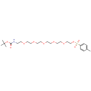 Chemical structure of t-Boc-N-amido-PEG6-Tos , CAS 1264015-76-0, AChemBlock Y231616