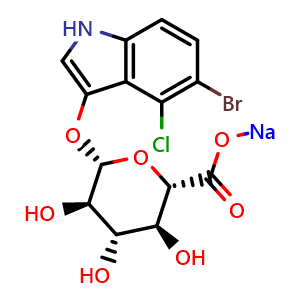 Chemical structure of 5-Bromo-4-chloro-3-indolyl-b-D-glucuronide sodium salt , CAS 129541-41-9, AChemBlock Y231620