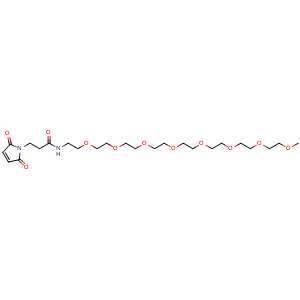 Chemical structure of 2,5-Dihydro-N-3,6,9,12,15,18,21,24-octaoxapentacos-1-yl-2,5-dioxo-1H-pyrrole-1-propanamide , CAS 1334169-90-2, AChemBlock Y231634