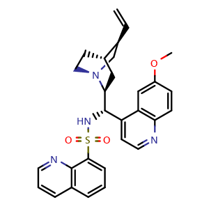 Chemical structure of N-[(9R)-6¡ä-Methoxycinchonan-9-yl]-8-quinolinesulfonamide , CAS 1402155-72-9, AChemBlock Y231665