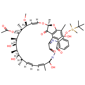Chemical structure of 1',4-Didehydro-1-deoxy-3'-[[(1,1-dimethylethyl)dimethylsilyl]oxy]-1,4-dihydro-1-oxorifamycin VIII , CAS 143526-61-8, AChemBlock Y231677
