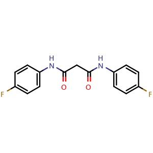 Chemical structure of N,N'-bis(4-fluorophenyl)propanediamide , CAS 1677-29-8, AChemBlock Y231714