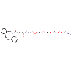 Chemical structure of DBCO-PEG4-amine , CAS 1840886-10-3, AChemBlock Y231747