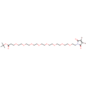 Chemical structure of 3,4-Dibromo-Mal-PEG8-Boc , CAS 2055198-02-0, AChemBlock Y231777