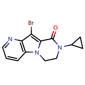 Chemical structure of 10-Bromo-8-cyclopropyl-7,8-dihydropyrido[2′,3′:4,5]pyrrolo[1,2-a]pyrazin-9(6H)-one , CAS 2055777-37-0, AChemBlock Y231779