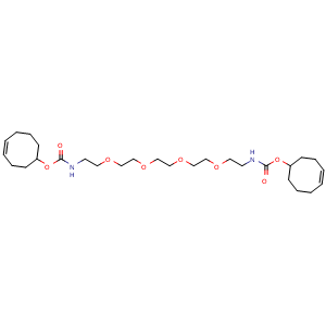 Chemical structure of TCO-PEG4-TCO , CAS 2243569-23-3, AChemBlock Y231820