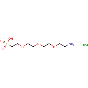 Chemical structure of Amino-PEG3-Sulfonic acid hydrochloride salt , CAS 2514964-15-7, AChemBlock Y231863