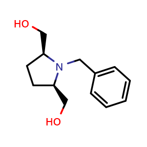 Chemical structure of rel-(2R,5S)-1-(Phenylmethyl)-2,5-pyrrolidinedimethanol , CAS 269077-39-6, AChemBlock Y231884