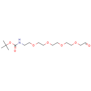 Chemical structure of ALD-CH2-PEG4-NHBOC , CAS 2708026-80-4, AChemBlock Y231888