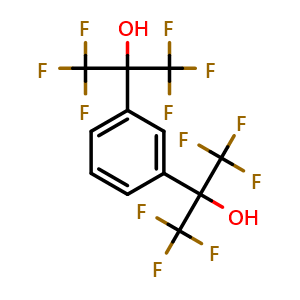 Chemical structure of 1,3-Bis(hexafluoro-alpha-hydroxyisopropyl)benzene , CAS 802-93-7, AChemBlock Y232000