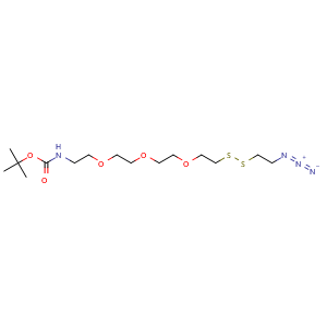Chemical structure of N3-PEG1-S-S-PEG4-NHBOC , AChemBlock Y232314