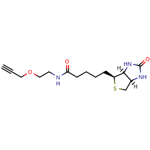 Chemical structure of Propargyl-PEG1-Biotin , AChemBlock Y232337
