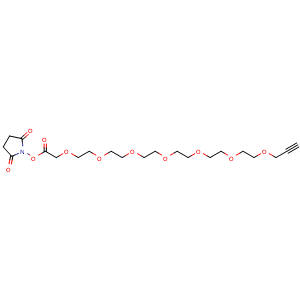 Chemical structure of Propargyl-PEG6-CH2CONHS ester , AChemBlock Y232347