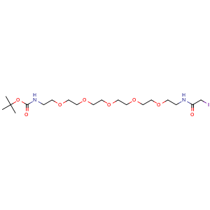 Chemical structure of tert-butyl (1-iodo-2-oxo-6,9,12,15,18-pentaoxa-3-azaicosan-20-yl)carbamate , AChemBlock Y232390
