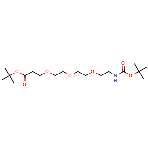 Chemical structure of tert-butyl 2,2-dimethyl-4-oxo-3,8,11,14-tetraoxa-5-azaheptadecan-17-oate , AChemBlock Y232412