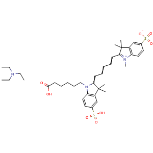 triethylamine 6-(3,3-dimethyl-5-sulfo-2-(5-(1,3,3-trimethyl-5-sulfonato-3H-indol-1-ium-2-yl)penta-2,4-dien-1-ylidene)indolin-1-yl)hexanoate