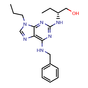 Chemical structure of (R)-2-(6-(benzylamino)-9-propyl-9H-purin-2-ylamino)butan-1-ol , CAS 1402821-24-2, AChemBlock Y232564