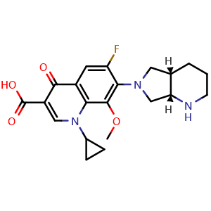 Chemical structure of Moxifloxacin , CAS 151096-09-2, AChemBlock Y232573