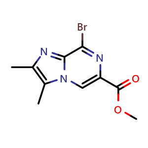 Chemical structure of methyl 8-bromo-2,3-dimethylimidazo[1,2-a]pyrazine-6-carboxylate , AChemBlock Y232821