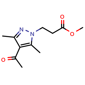 Chemical structure of Methyl 3-(4-acetyl-3,5-dimethyl-1H-pyrazol-1-yl)propanoate , CAS 1007488-10-9, AChemBlock Y232830