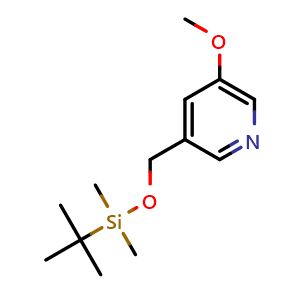 Chemical structure of 3-(((tert-Butyldimethylsilyl)oxy)methyl)-5-methoxypyridine , CAS 1045855-62-6, AChemBlock Y232846