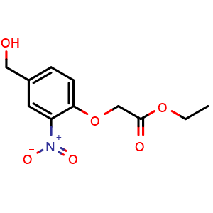 Chemical structure of Ethyl 2-(4-(hydroxymethyl)-2-nitrophenoxy)acetate , CAS 1097118-42-7, AChemBlock Y232865